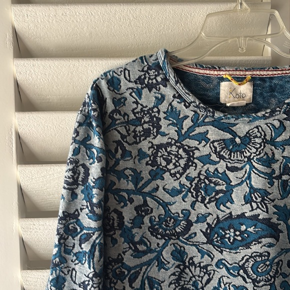 Urban Outfitters Koto Paisley Floral Print Long Sleeve Round Neck Sz LRG - Picture 2 of 12